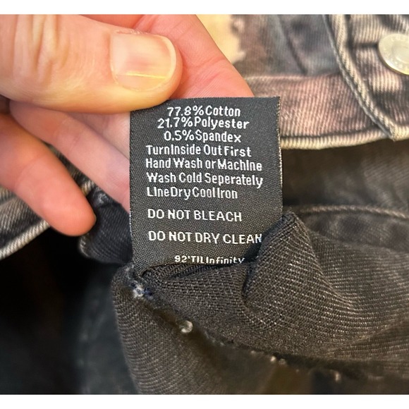 Embellish NYC Mens Multi Color Paint Splatter Denim Trucker Jacket Red Size M - Picture 8 of 8